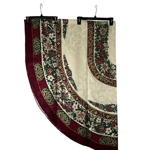 VTG Florentine Holiday Oval Tablecloth 80x60 Christmas Poinsettia & 13‎ Napkins